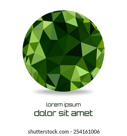 Green abstract polygonal ball. Vector illustration.