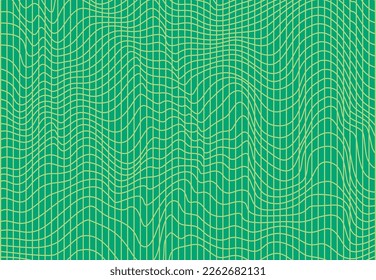Green abstract polygonal elevation background. Digital landscape with mountains made of line grid in futuristic style. Mesh terrain. Wireframe topographic pattern. Vector illustration
