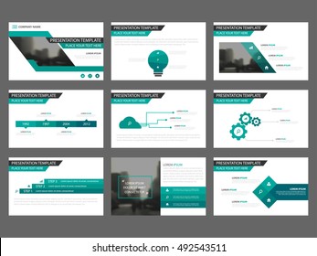 Green Abstract presentation templates, Infographic elements template flat design set for annual report 