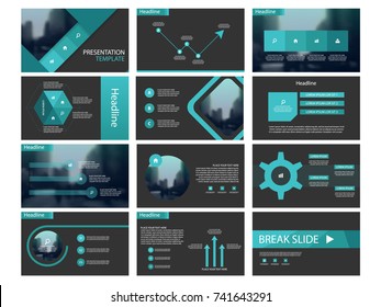 Green Abstract presentation templates, Infographic elements template flat design set for annual report brochure flyer leaflet marketing advertising banner template