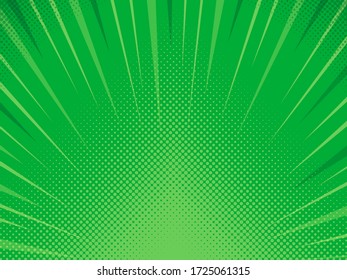 Green Abstract Rays Background. Vector illustration in retro comic style