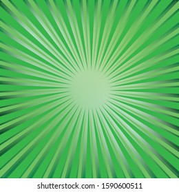 Green abstract retro ray burst background - gradient vector graphic design with radial stripes