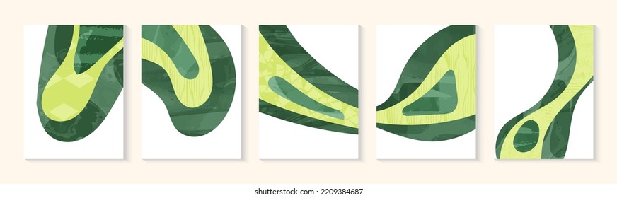Green abstract rice field top view with texture vector background. Nature pattern, eco illustration, countryside poster design. Collection of agriculture landscape, set of simplicity ecology poster