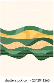 Green abstract rice field top view with texture vector background. Nature pattern, eco illustration, countryside poster design. Vertical agriculture landscape, simplicity ecology poster