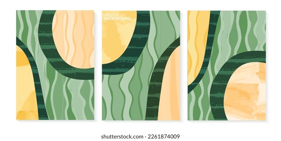 Green abstract rice field top view with texture vector background. Nature pattern, eco illustration, countryside poster design. Collection of agriculture landscape, set of simplicity ecology poster
