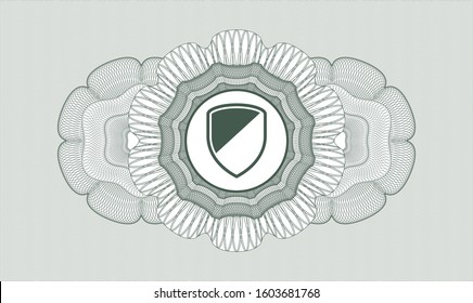 Green abstract rosette with armor icon inside