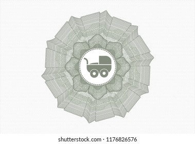 Green abstract rosette with baby cart icon inside