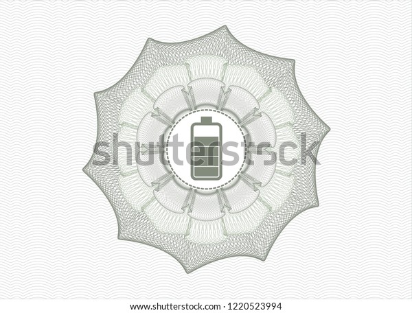 Green abstract\
rosette with battery icon\
inside