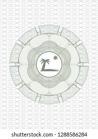 Green abstract rosette with beach icon inside