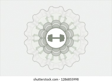 Green abstract rosette with big dumbbell icon inside