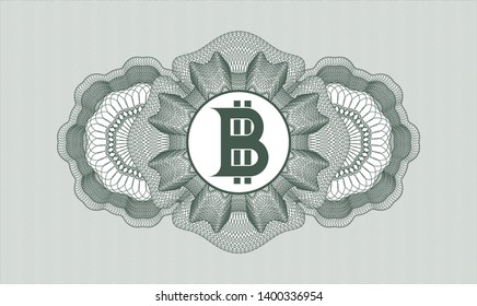Green abstract rosette with bitcoin icon inside