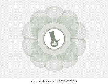 Green abstract rosette with bong of marijuana icon inside