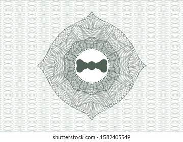 Green abstract rosette with bow tie icon inside