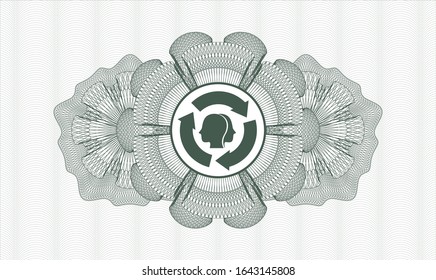 Grüne abstrakte Rosette mit Hirnsturmsymbol
