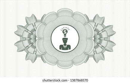 Green abstract rosette with business idea icon inside