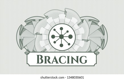 Green abstract rosette with business network icon and Bracing text inside