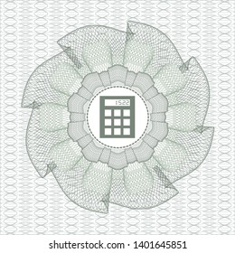 Green abstract rosette with calculator icon inside