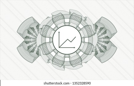 Green abstract rosette with chart icon inside