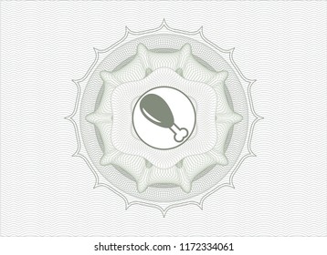 Green abstract rosette with chicken leg icon inside