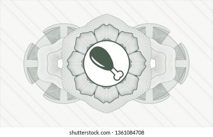 Green abstract rosette with chicken leg icon inside