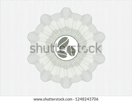 Green abstract rosette with coffee bean icon inside