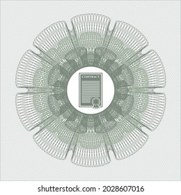 Green abstract rosette. with contract icon inside