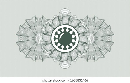 Rosette abstracto verde con icono de coronavirus en el interior