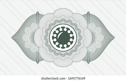 Green abstract rosette with coronavirus icon inside