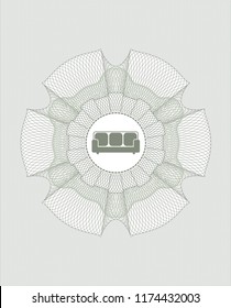 Green abstract rosette with couch icon inside