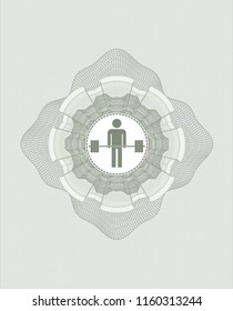 Green abstract rosette with deadlift icon inside