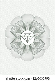 Green abstract rosette with diamond icon inside