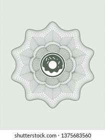Green abstract rosette with donut icon inside