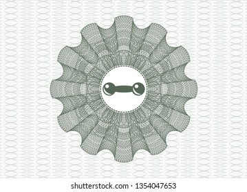 Green abstract rosette with dumbbell icon inside