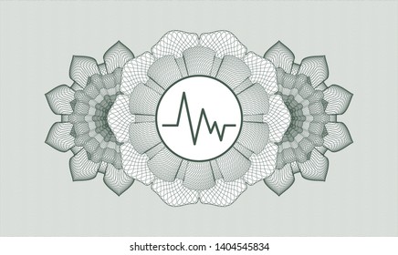 Green abstract rosette with electrocardiogram icon inside