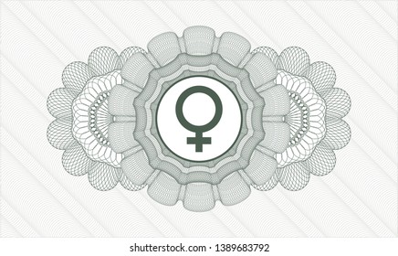 Green abstract rosette with female icon inside