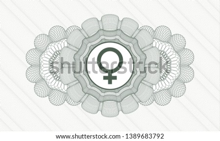 Green abstract rosette with female icon inside