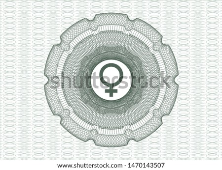 Green abstract rosette with female icon inside