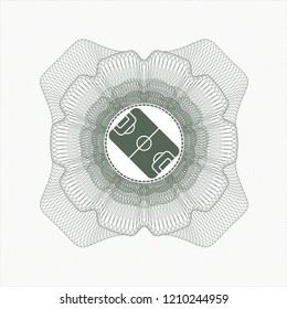 Green abstract rosette with football field icon inside