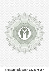 Green abstract rosette with gay men love icon inside
