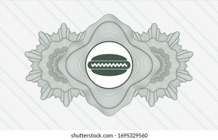 Rosette abstracto verde con icono de hot dog en el interior