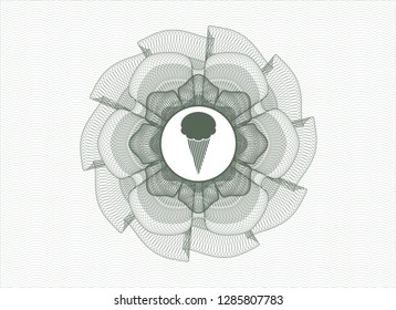 Green abstract rosette with ice cream icon inside