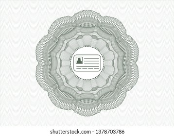 Green abstract rosette with identification card icon inside