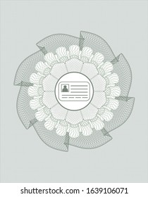 Green abstract rosette with identification card icon inside