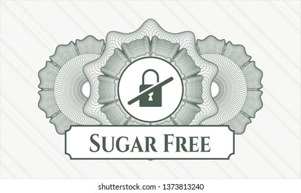 Green abstract rosette with inaccessible icon and Sugar Free text inside