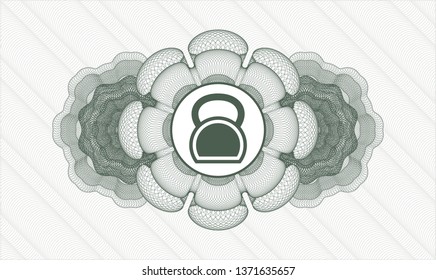 Green abstract rosette with kettlebell icon inside