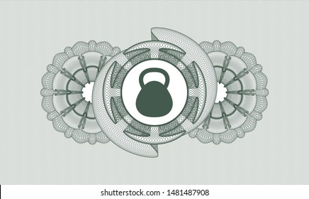 Green abstract rosette with kettlebell icon inside