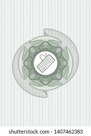 Green abstract rosette with keyboard icon inside