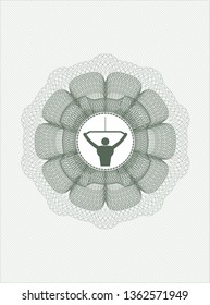 Green abstract rosette with lat pull down, exercise icon inside