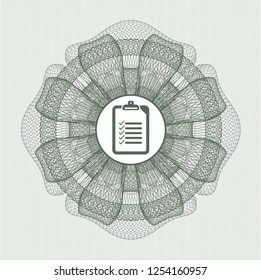 Green abstract rosette with list icon inside