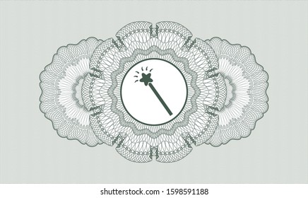 Green abstract rosette with magic stick icon inside
